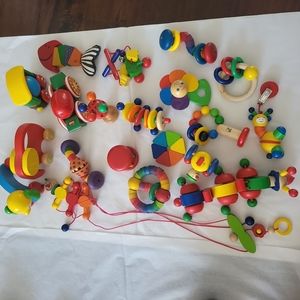 Selecta Spielzueg Wood Baby Rattles and Toy Lot